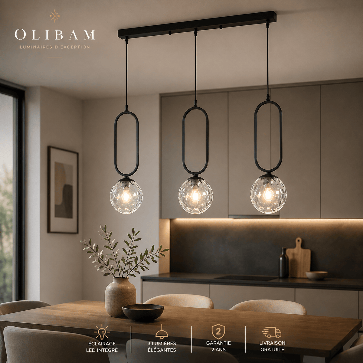 Suspension NORDIC – Suspension 3 lumières au design nordique