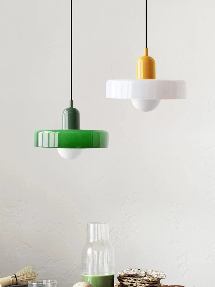 Suspension Design en Verre Coloré Arlequin