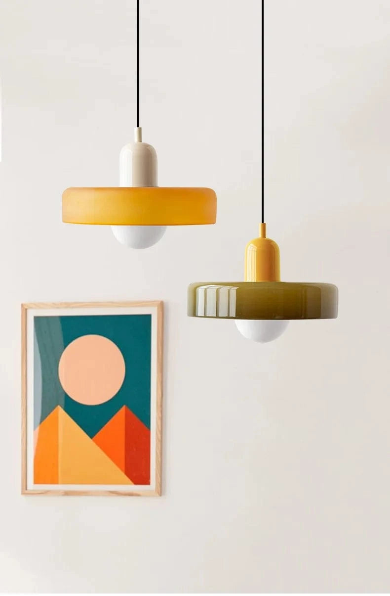 Suspension Design en Verre Coloré Arlequin