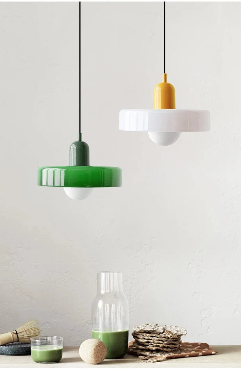 Suspension Design en Verre Coloré Arlequin