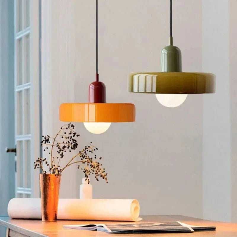 Suspension Design en Verre Coloré Arlequin