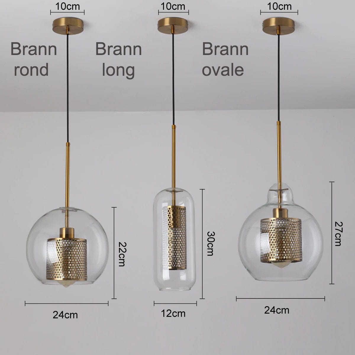 Lot de 3 Suspension luminaire LED - Brann