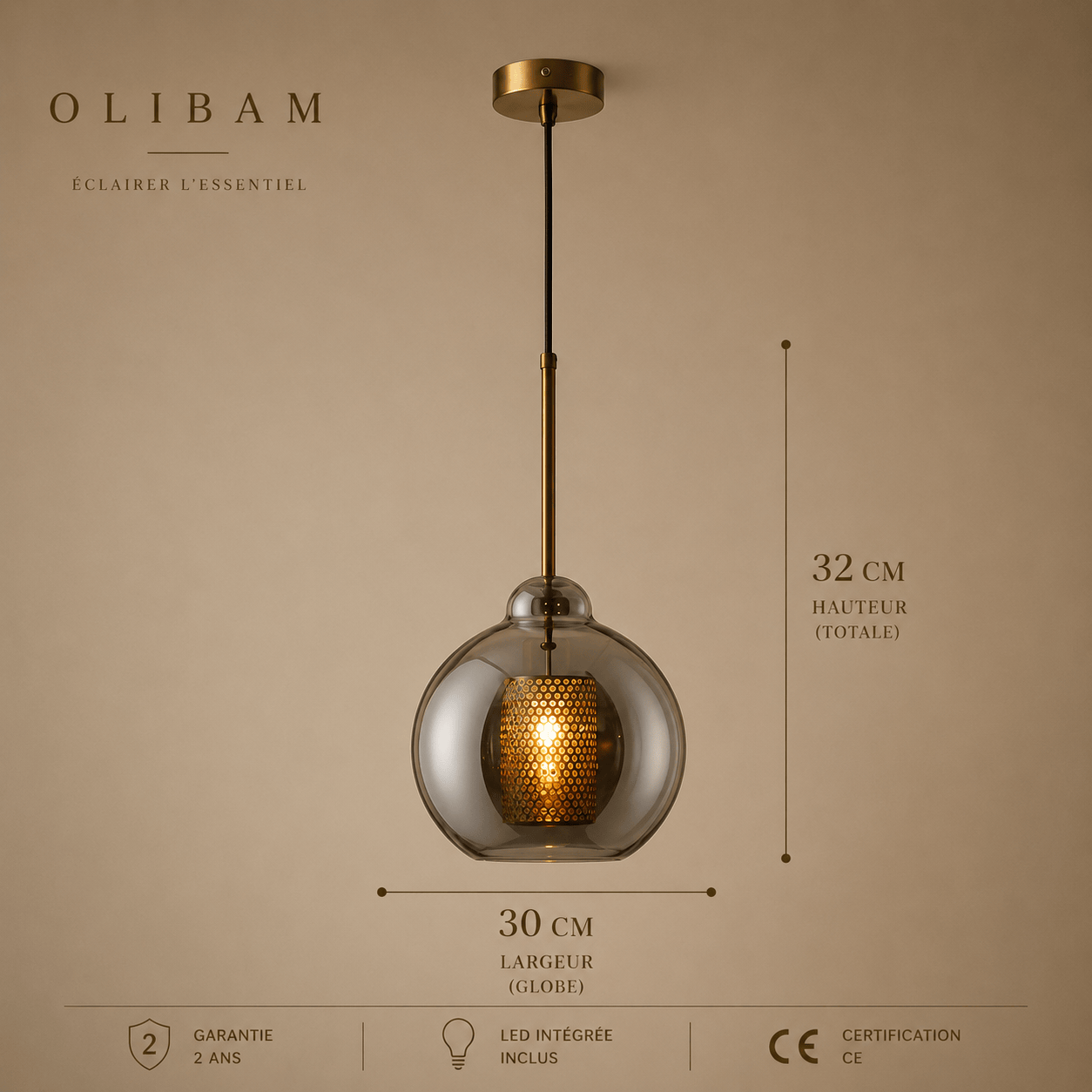 Suspension luminaire LED - Grey BRANN