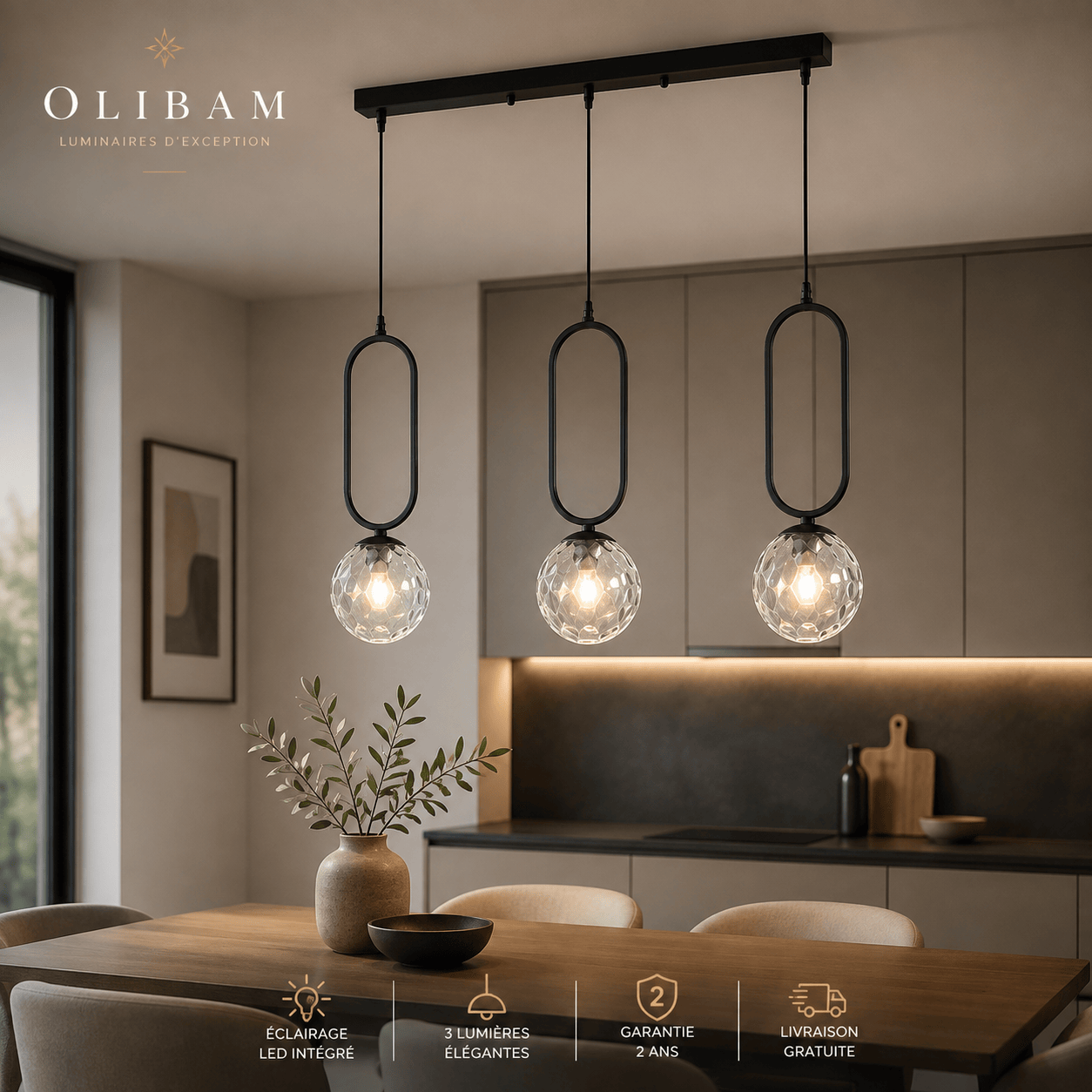 Suspension NORDIC – Suspension 3 lumières au design nordique