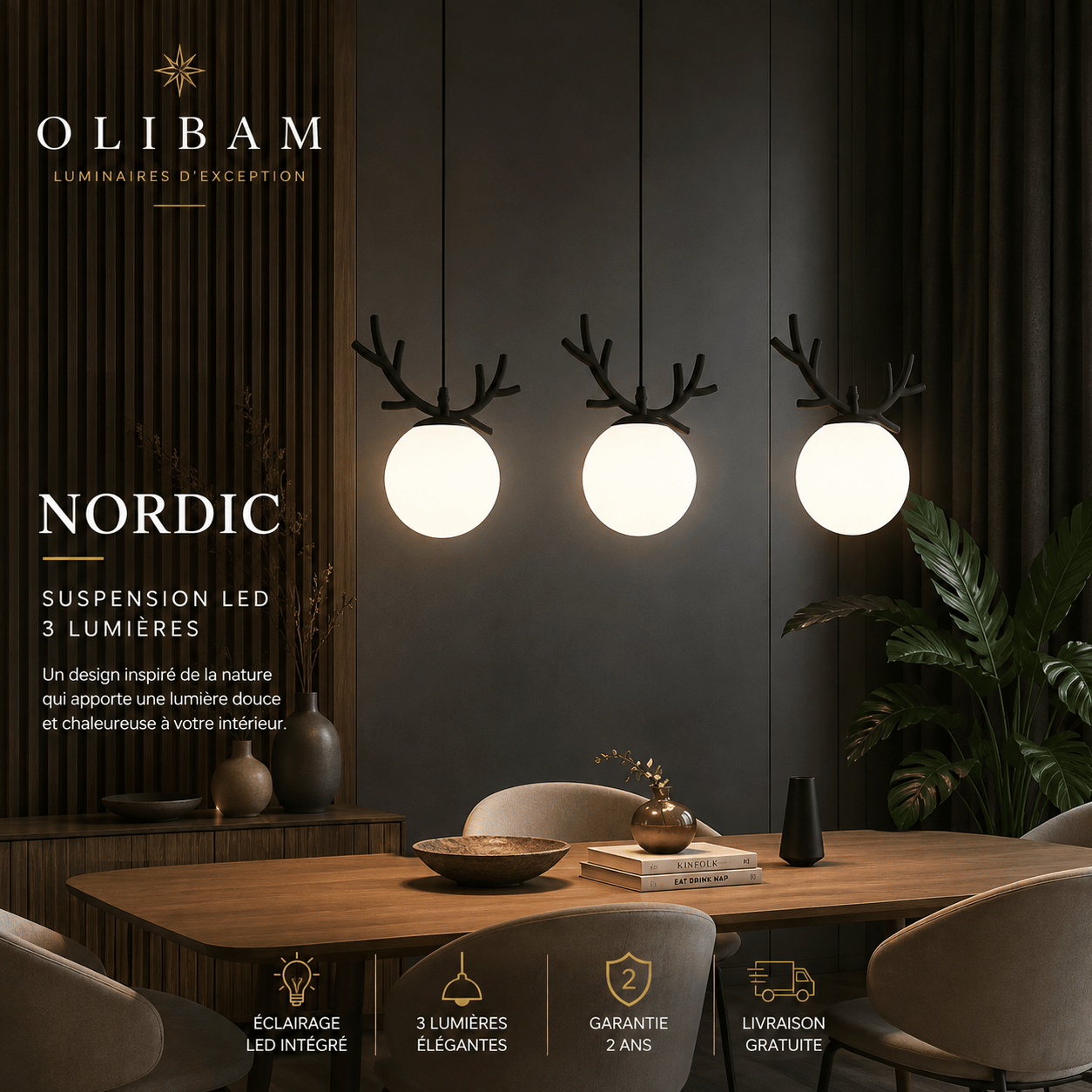 Suspension NORDIC – Suspension 3 lumières au design nordique