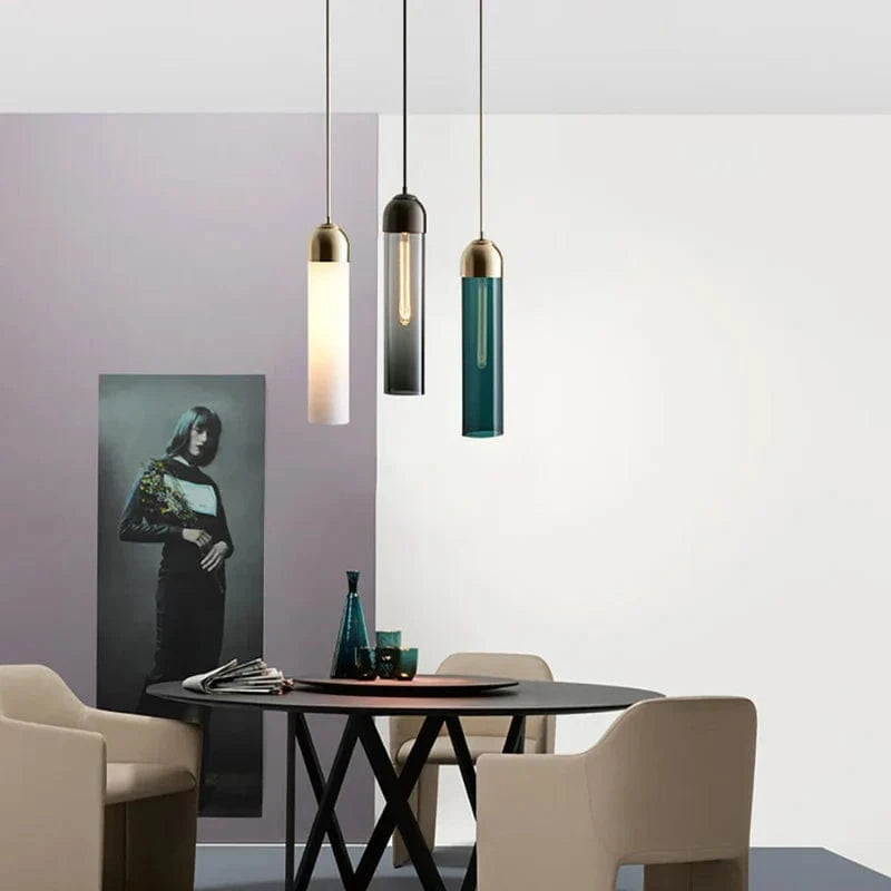Lot de 2 Suspensions luminaires verre coloré - DERI