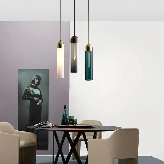 Lot de 2 Suspensions luminaires verre coloré - DERI
