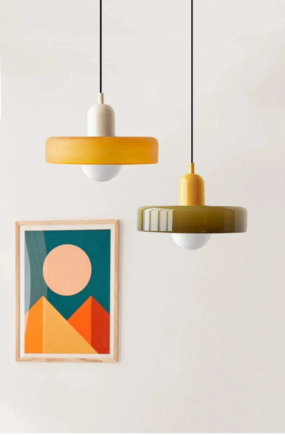 Suspension Design en Verre Coloré Arlequin